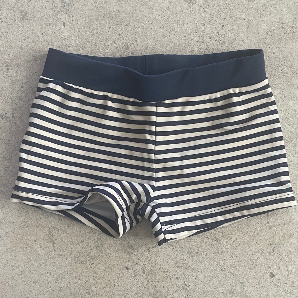 Navy Striped Kids Swim Shorts